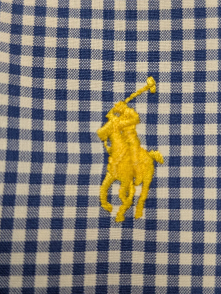 Chemise Polo Ralph Lauren Shirt Blake XL Vichy Bleu Logo Marine Button Down