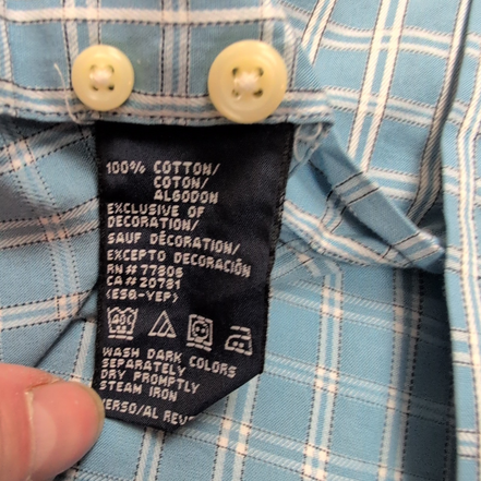 Chemise Tommy Hilfiger Bleu Ciel à Carreaux Manches Longues 1 Poche - Taille M