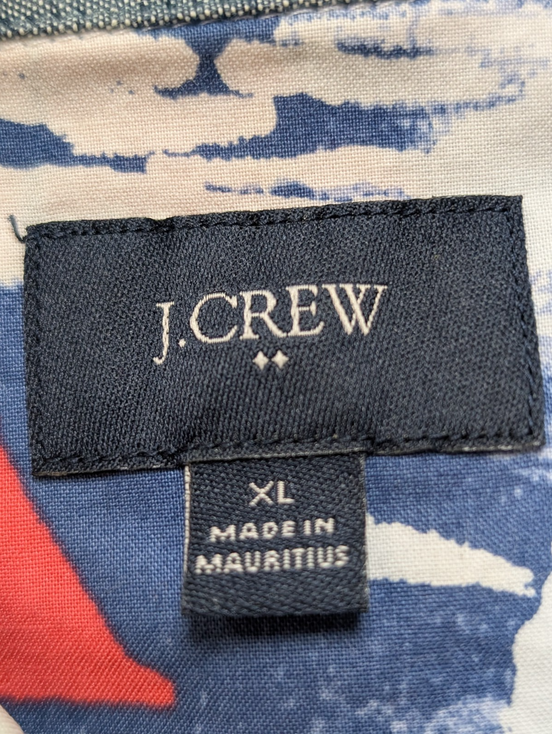 Chemise Hawaïenne J.Crew Slim XL Coton Blanc Motifs Voiliers Rouges