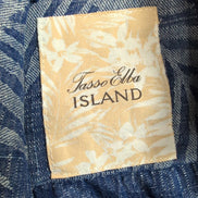 Chemise Hawaïenne Tasso Elba Soie Lin Bleu Motif Feuillage S