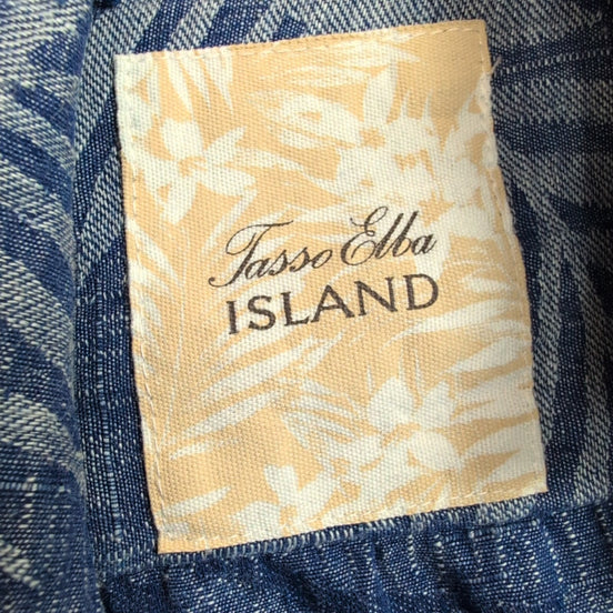 Chemise Hawaïenne Tasso Elba Soie Lin Bleu Motif Feuillage S