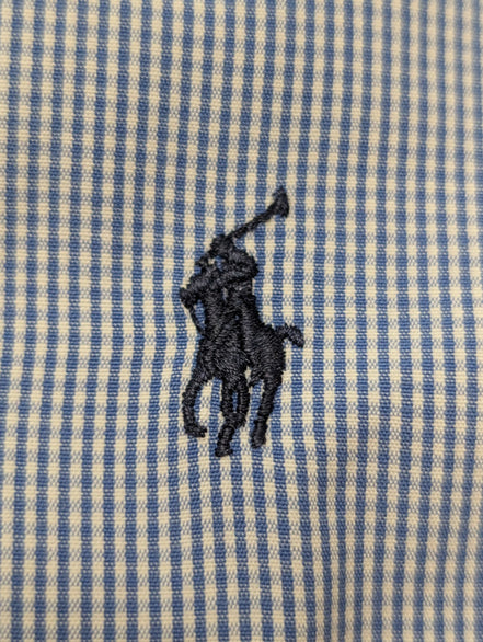Chemise Polo Ralph Lauren Shirt Blake XL Vichy Bleu Blanc Logo Marine Button Dow