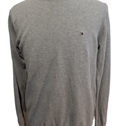Pull Fin Tommy Hilfiger Gris Chiné Col Rond - Taille S