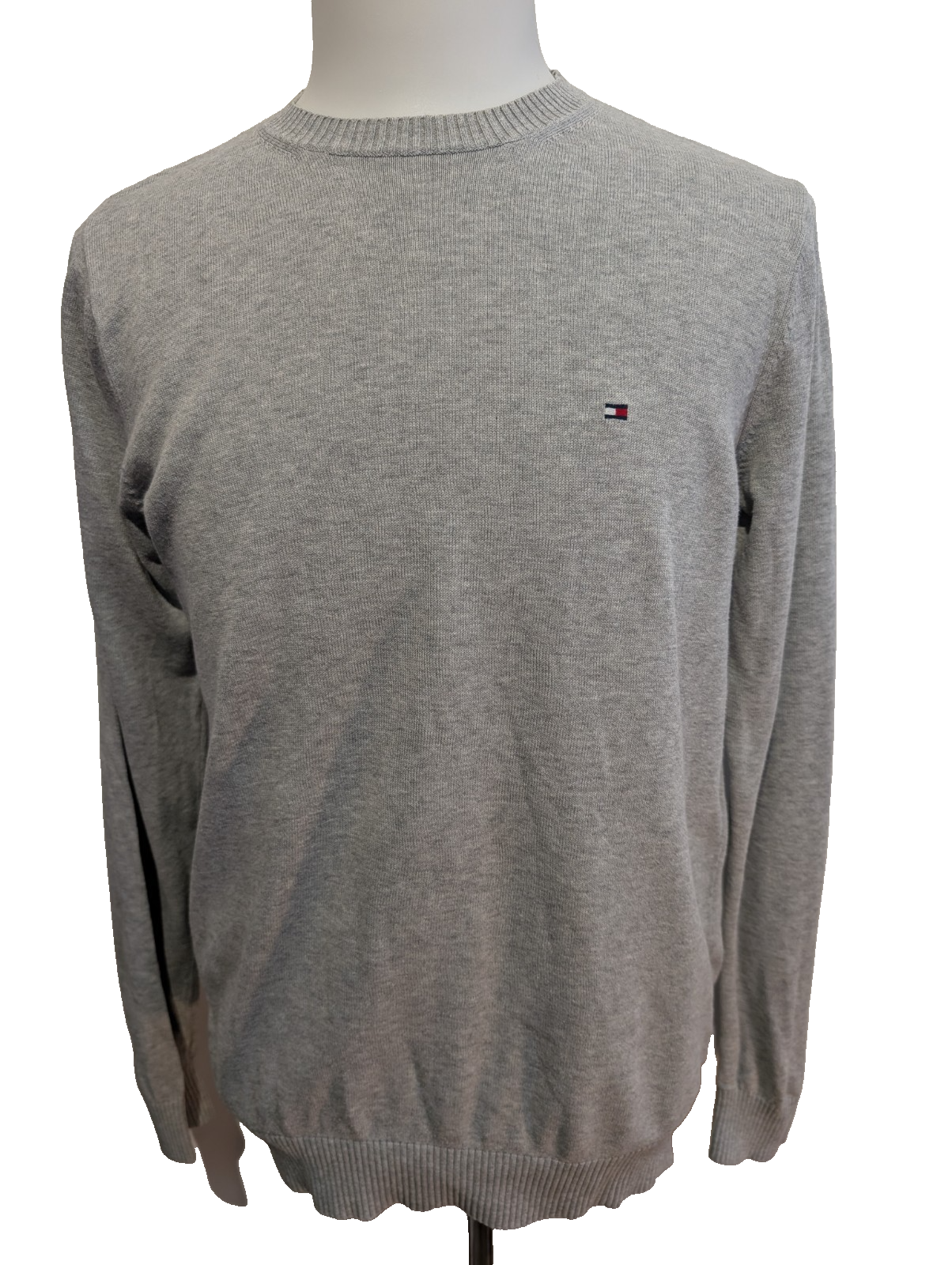 Pull Fin Tommy Hilfiger Gris Chiné Col Rond - Taille S