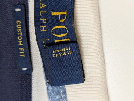 Polo rugby manches courtes Polo Ralph Lauren XXL rayures marine blanc Custom Fit