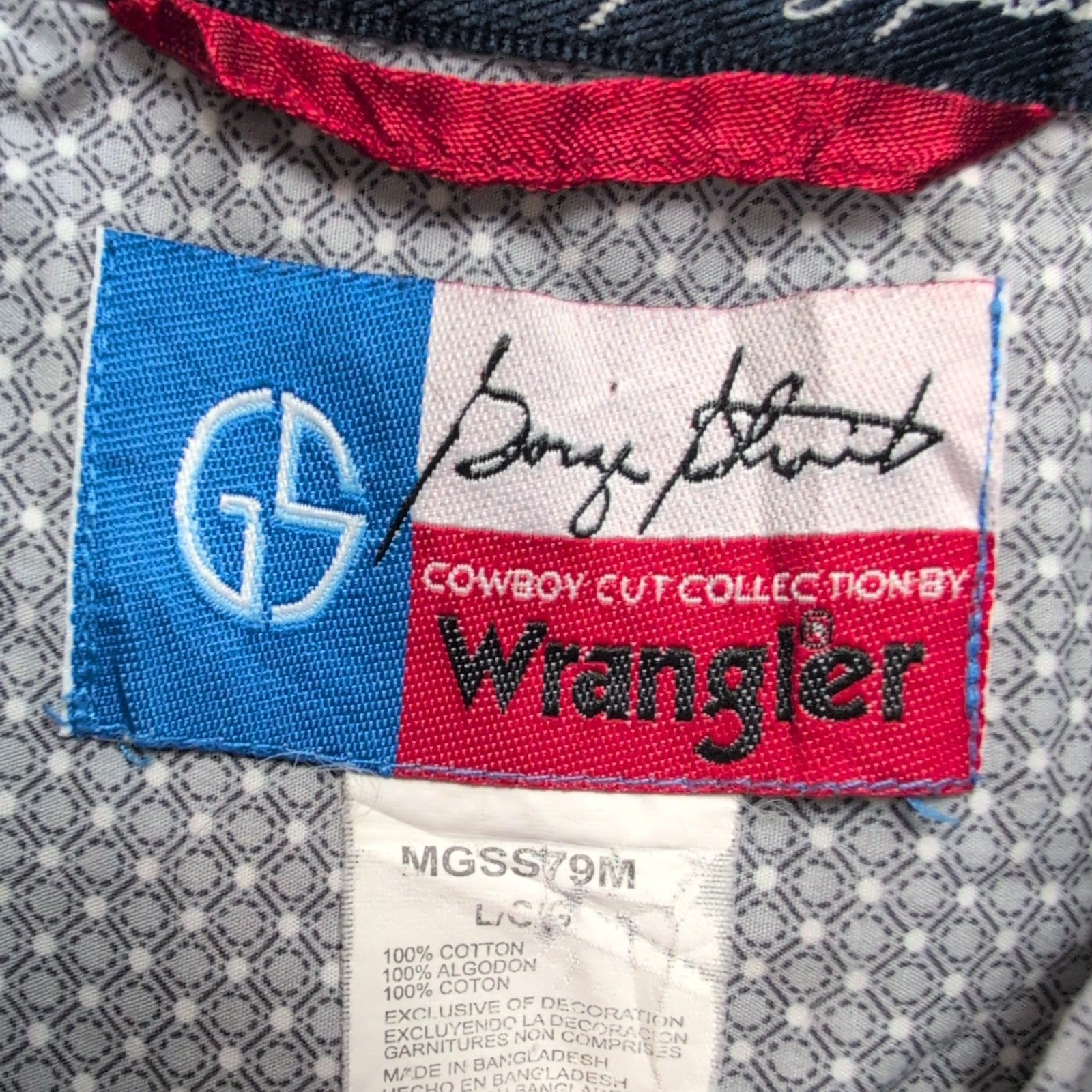 Chemise Wrangler Manche Courte Grise à Micro Points Blancs Taille L Une Poche