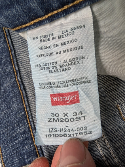Jean Wrangler Homme Bleu Stretch W30 L34 Vintage Original Denim