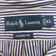 Chemise Ralph Lauren XL Bleue Rayures Logo Rouge Classic Fit Button Down Shirt