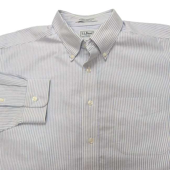 Chemise L.L. Bean bleue à rayures manches longues taille XL #207e