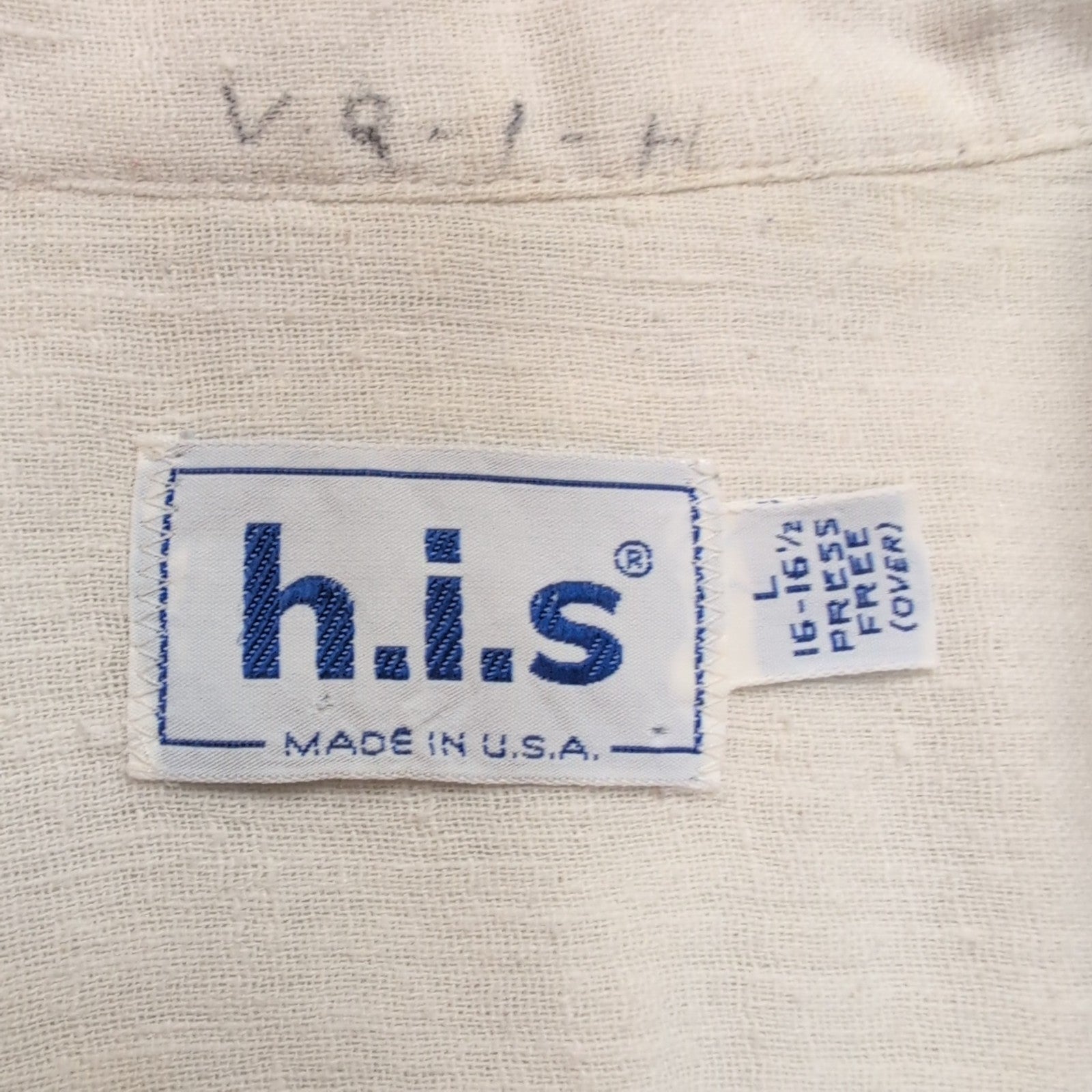 Chemise vintage H.I.S USA L col pointe grunge boutons translucides manches long