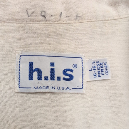 Chemise vintage H.I.S USA L col pointe grunge boutons translucides manches long