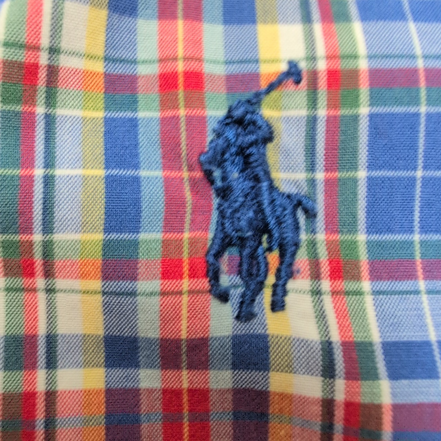 Chemise Ralph Lauren XL Bleue Rouge Manches Courtes Logo Bleu