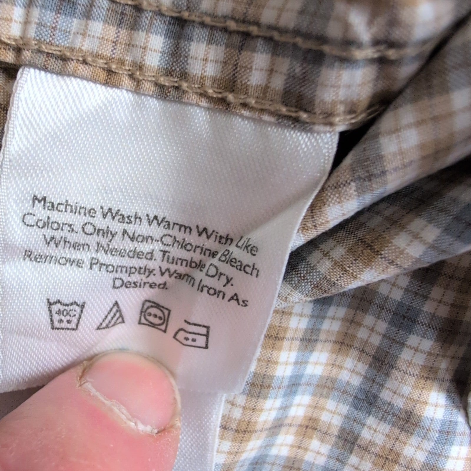 Chemise Eddie Bauer crème à carreaux 2 poches boutons à pression taille L #216e