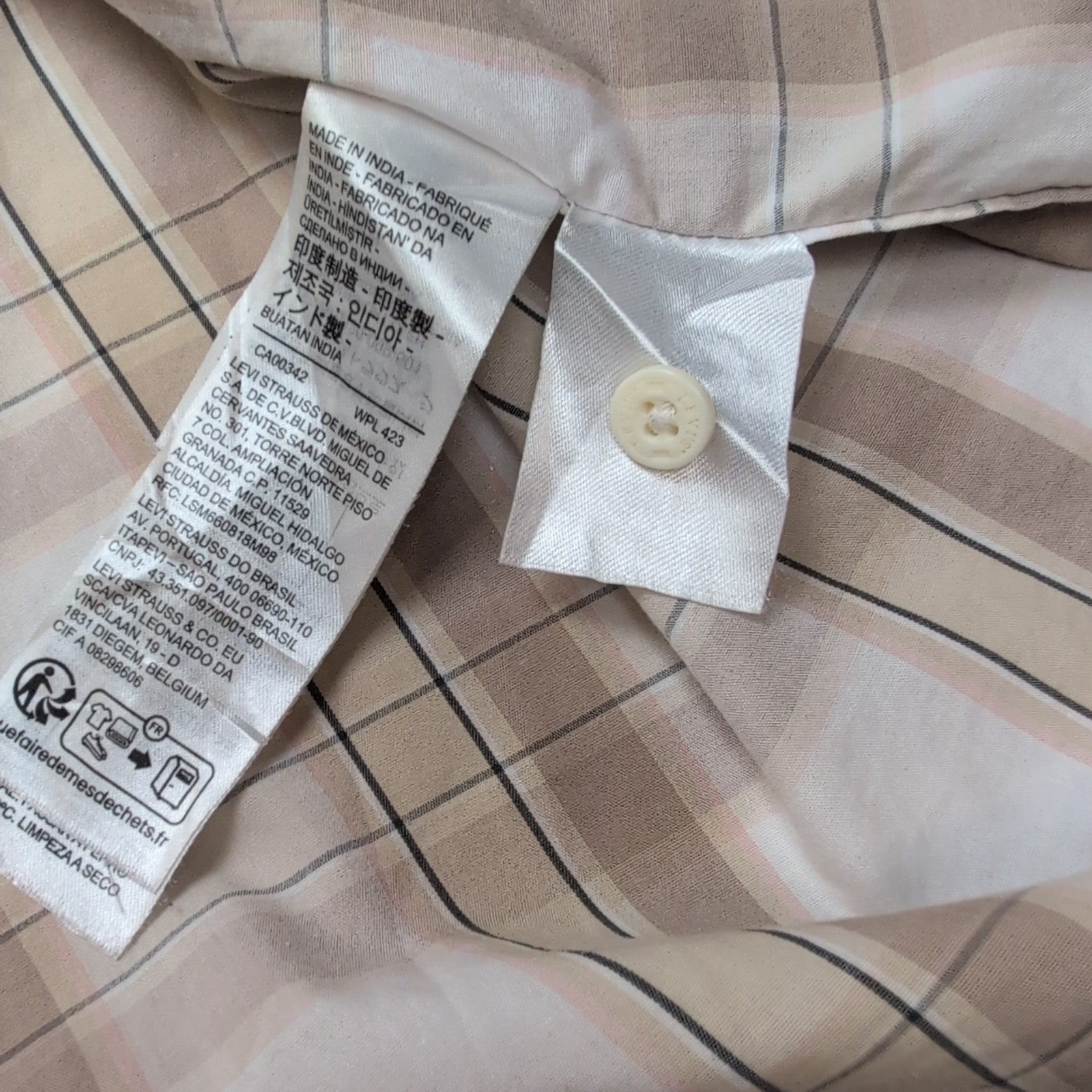 Chemise Levi's à carreaux marron et beige coupe standard Taille L