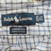 Chemise Ralph Lauren Yarmouth ML Bleu Carreaux Noir Vintage Coton