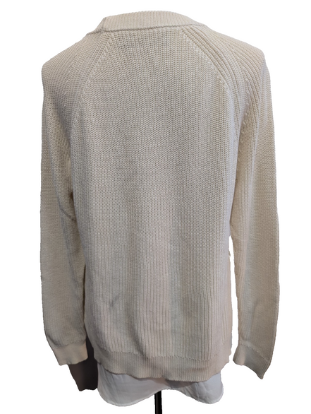 Pull Lauren Ralph Lauren Femme Blanc Crème Doublé Coton Taille M Excellent État
