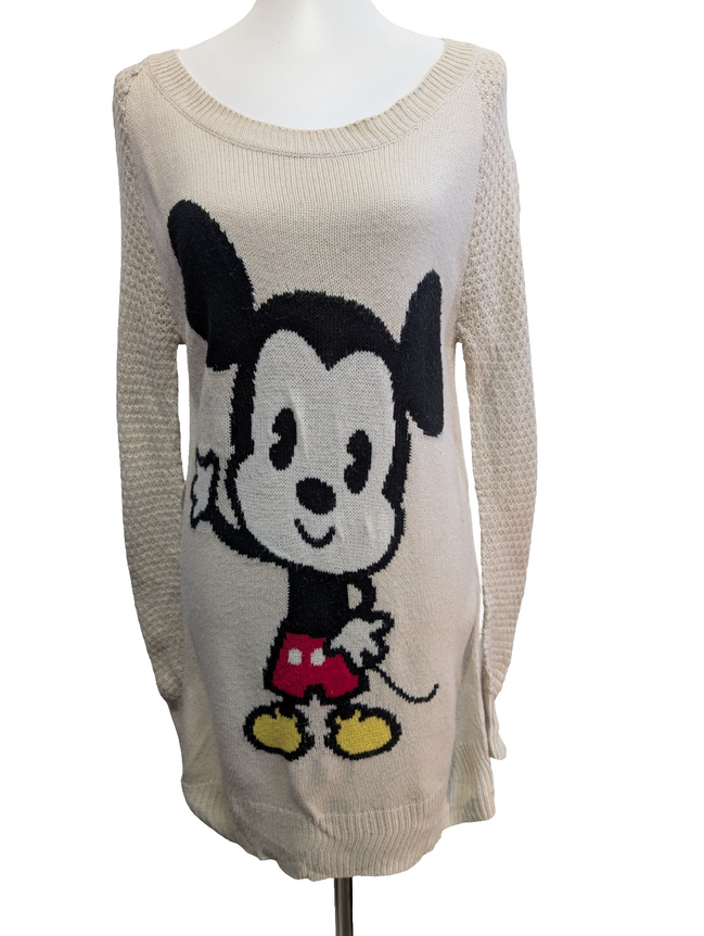 Pull DISNEY x H&M Mickey Mouse Brodé Crème Vintage Femme Manches Longues T. L