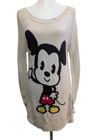 Pull DISNEY x H&M Mickey Mouse Brodé Crème Vintage Femme Manches Longues T. L