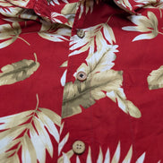 Chemise Hawaïenne Rouge - Motif Feuillage Tropical - Taille L/XL