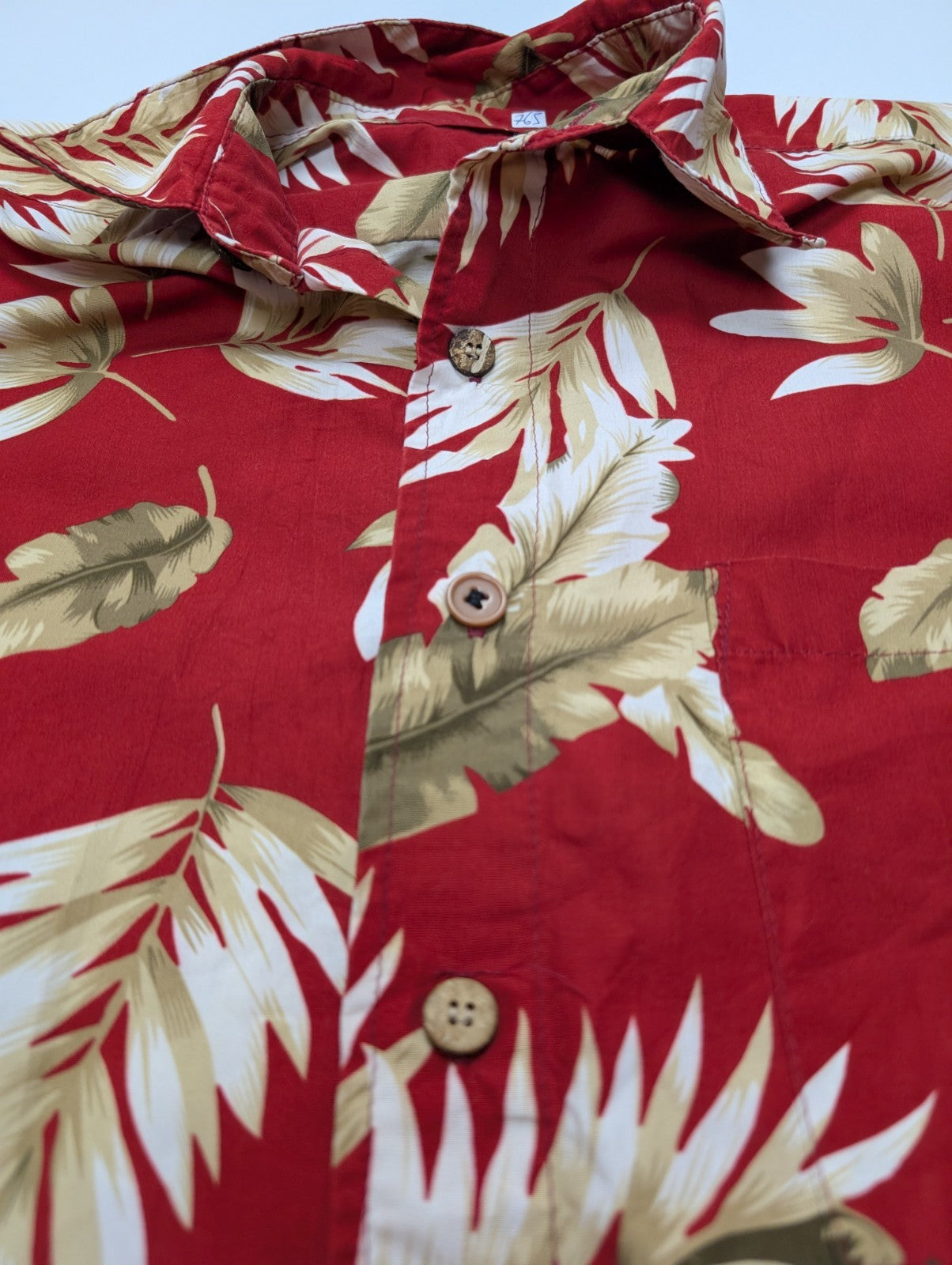 Chemise Hawaïenne Rouge - Motif Feuillage Tropical - Taille L/XL