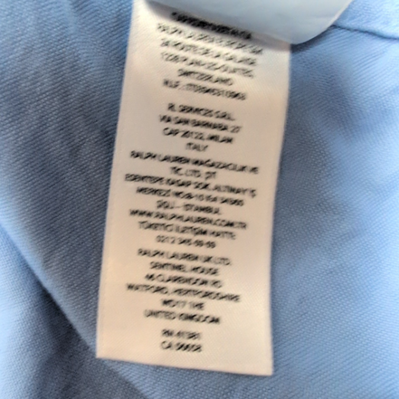 Chemise Ralph Lauren XLT Bleu Ciel Logo Jaune Manches Courtes QR Code