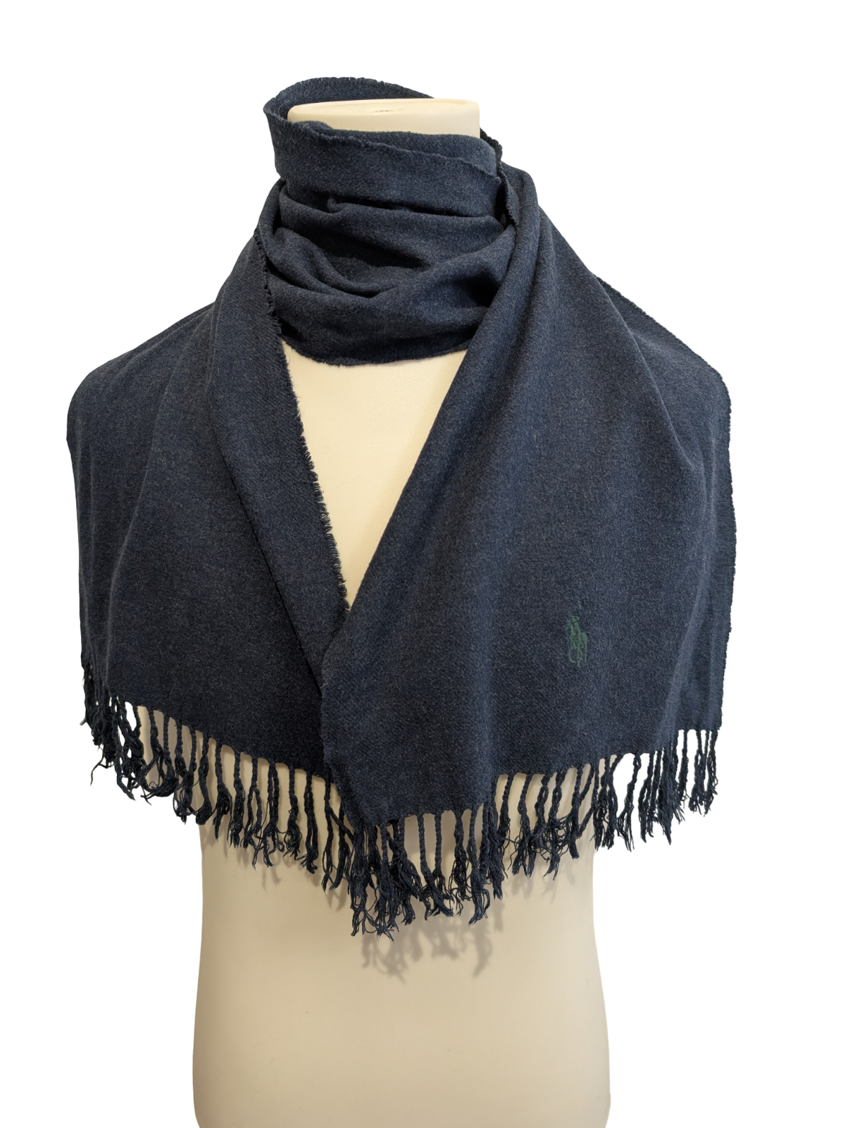 Écharpe Polo Ralph Lauren Bleu Marine 100% Coton Logo Poney Vert