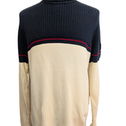 Pull Col Roulé Ralph Lauren Blanc Cassé & Marine - Drapeau USA - Taille M