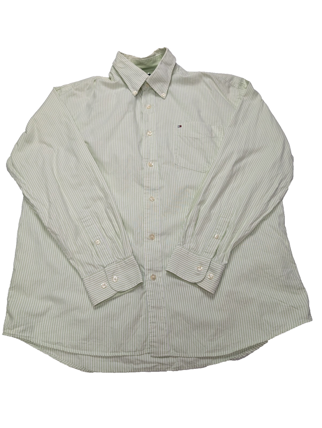 Chemise Tommy Hilfiger verte à rayures taille L #273msch