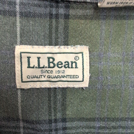 Chemise L.L. Bean kaki à carreaux 1 poche taille L manches longues #218e