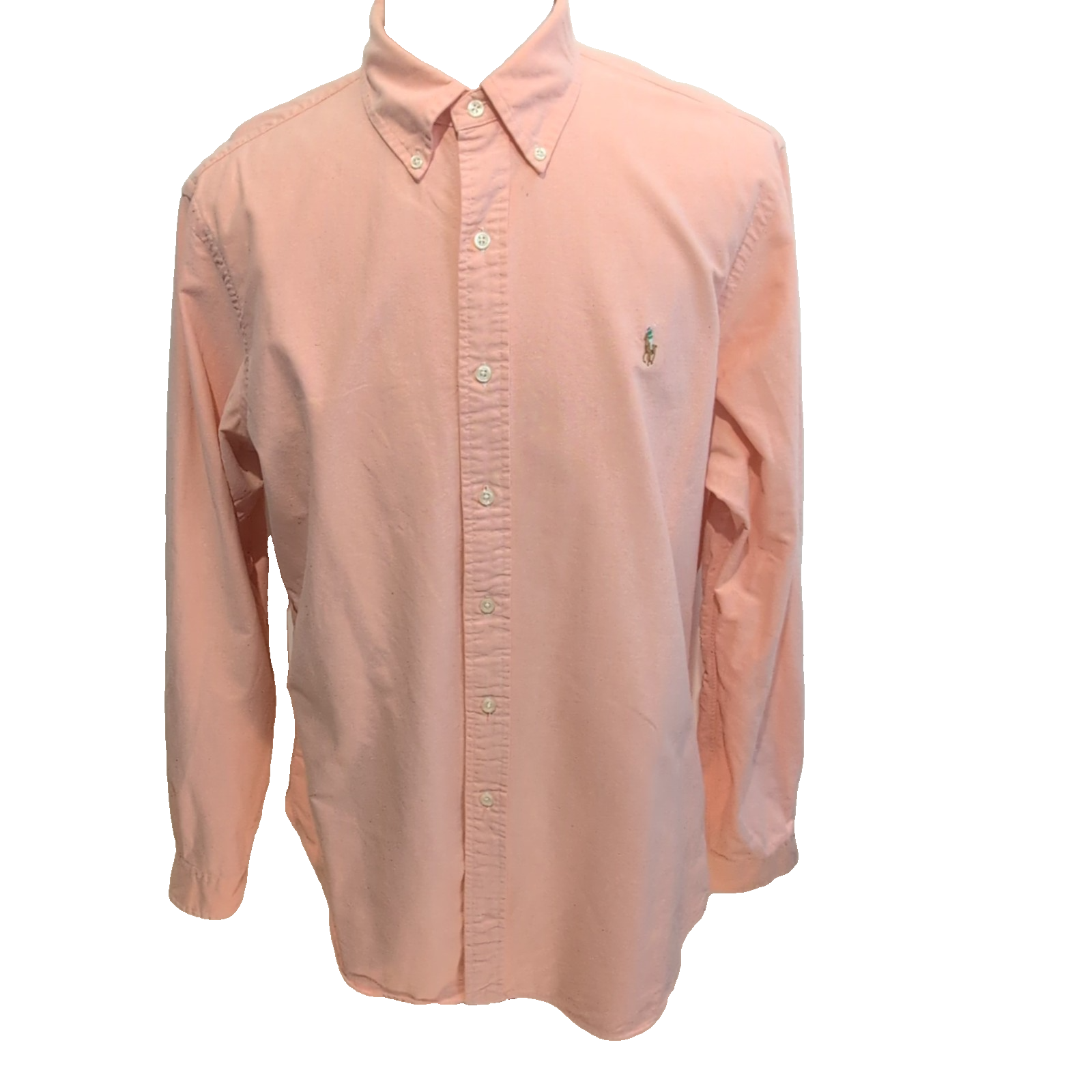 Chemise Ralph Lauren XLTG Oxford abricot logo marron coton manches longues