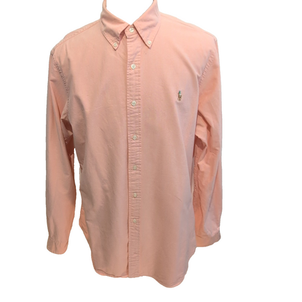 Chemise Ralph Lauren XLTG Oxford abricot logo marron coton manches longues