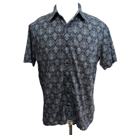 Chemise Tommy Hilfiger Manche Courte Bleu Marine Motifs Mandalas Taille S