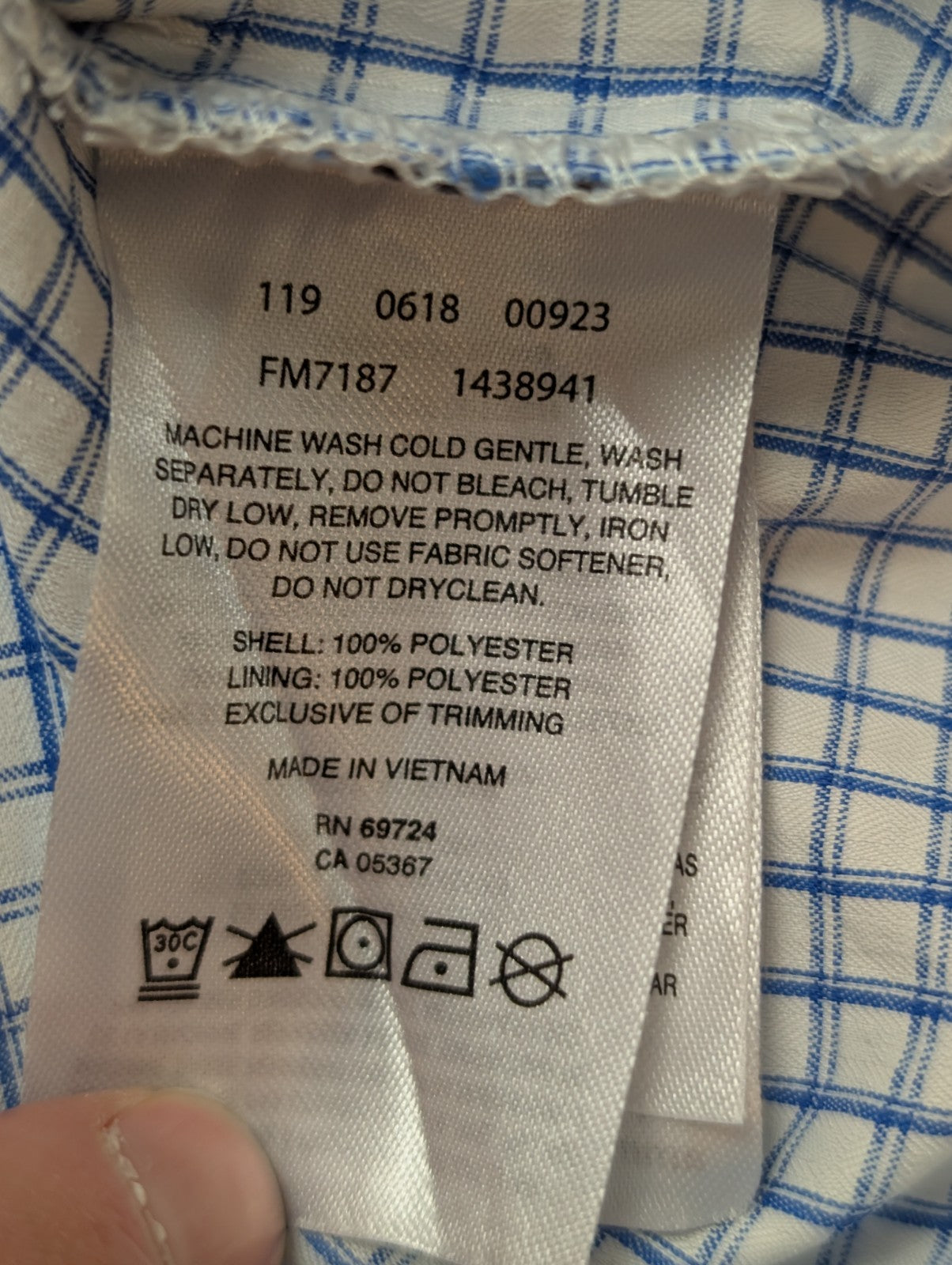 Chemise Columbia PFG bleu et blanche à carreaux taille L #286msch