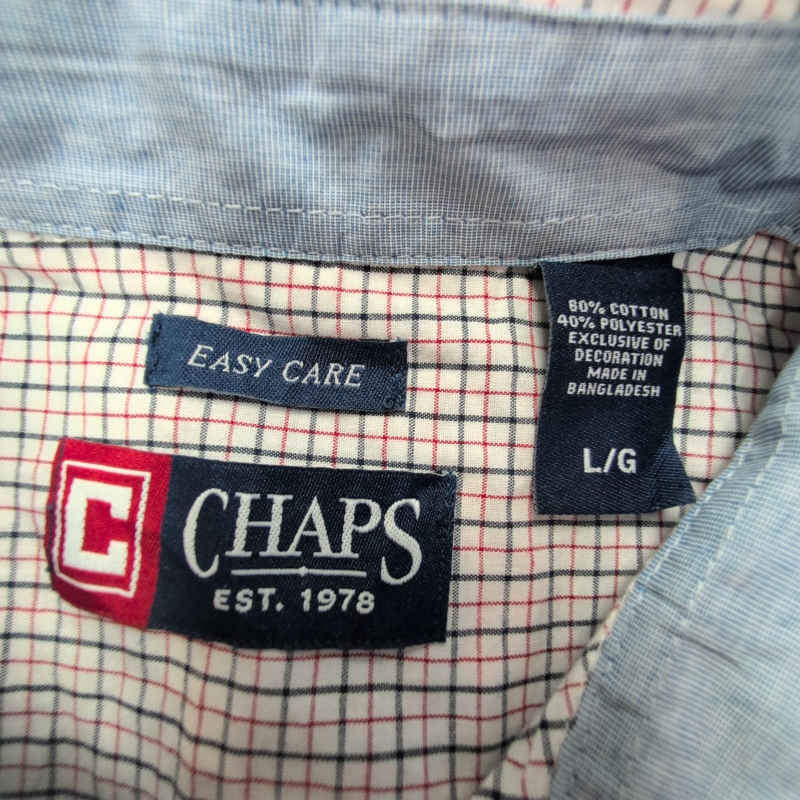 Chemise CHAPS à carreaux rouge et noir manches courtes taille L #157e