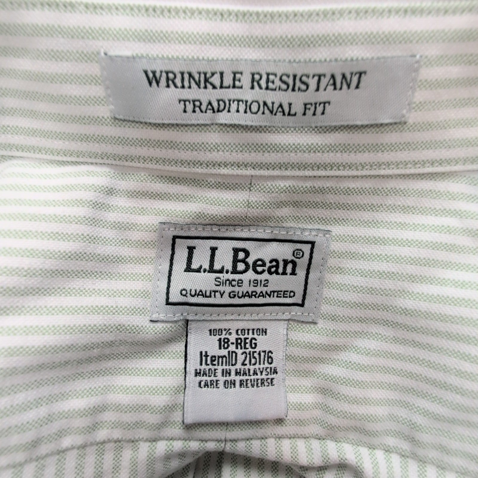 Chemise L.L. Bean à rayures vertes manches courtes taille XXL #85e