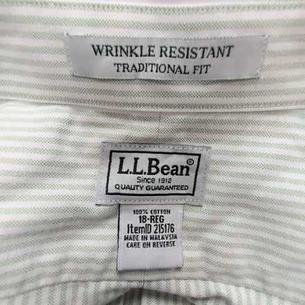 Chemise L.L. Bean à rayures vertes manches courtes taille XXL #85e