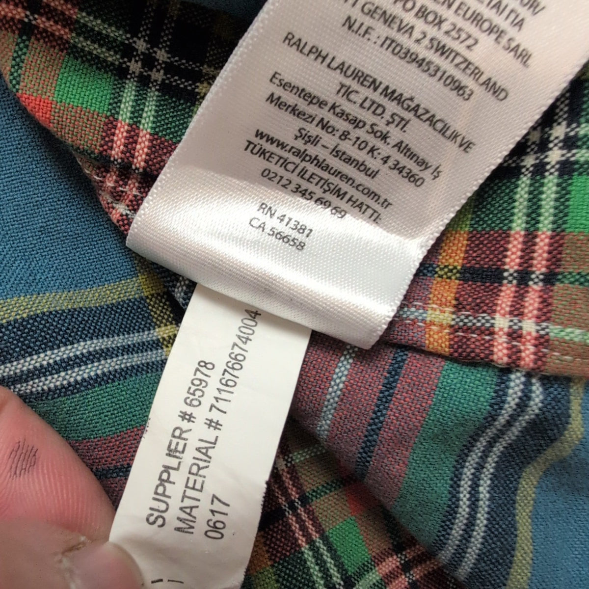 Chemise Ralph Lauren 2XB 3XL Carreaux Multicolore Poche Inde manches longues