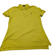 Polo manches courtes Polo Ralph Lauren femme jaune logo violet Skinny L