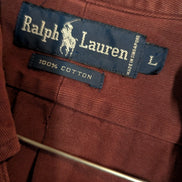 CHEMISE Ralph Lauren homme L Bordeaux uni chaude épaisse logo 🍷
