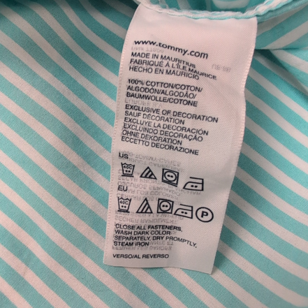 Chemise Tommy Hilfiger Homme XXL Turquoise Blanche Rayée Coton Poche