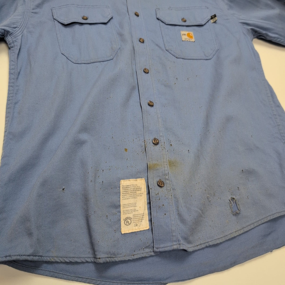 Chemise Carhartt FR L Bleu Workwear Poche Stylo Honduras manches longues