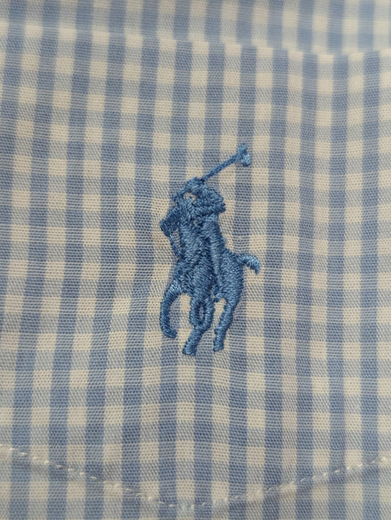 Ralph Lauren Chemise Homme XL Bleu Ciel Gingham Manches Longues Classic Blake