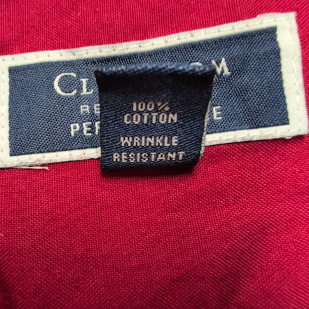Chemise Club Room L Rouge Unie 100% Coton Poche manche longues