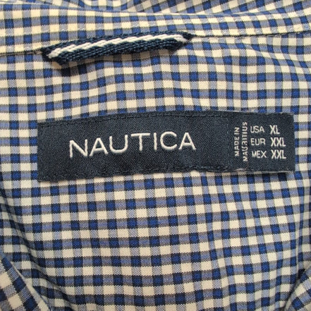 Chemise Nautica XL Bleu Foncé Carreaux Coton Logo Brodé Poche