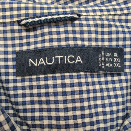 Chemise Nautica XL Bleu Foncé Carreaux Coton Logo Brodé Poche