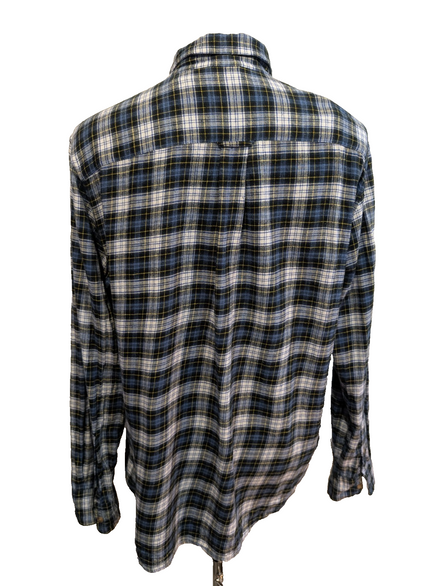 🐻 CHEMISE FLANELLE CHAPS L (G) CARREAUX BLEU JAUNE LOGO BRODÉ