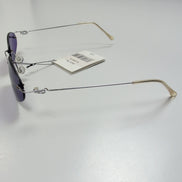 Lunettes de soleil Y2K Branche fine Métal chromé Sans monture Ovale Violet