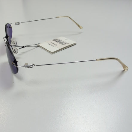 Lunettes de soleil Y2K Branche fine Métal chromé Sans monture Ovale Violet