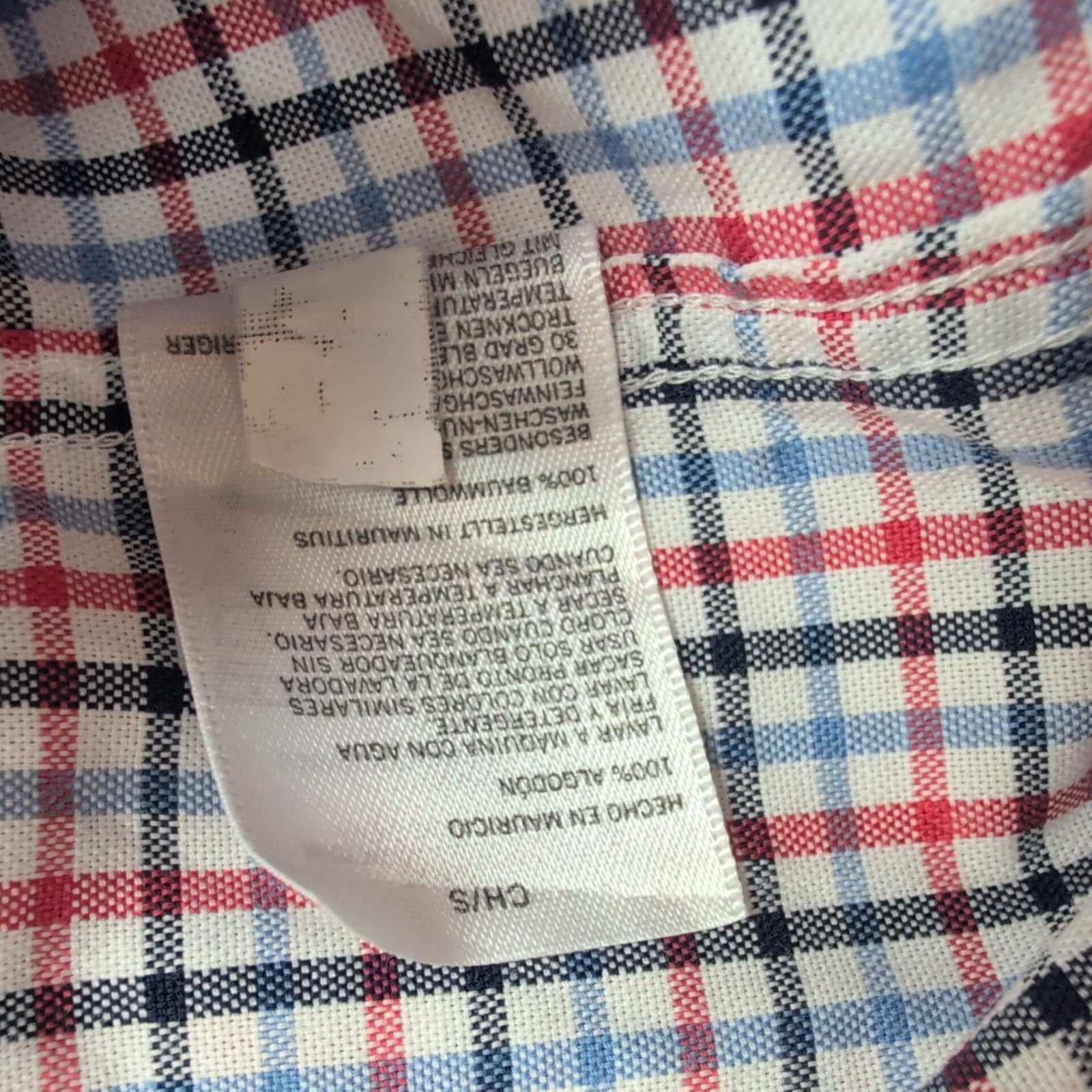 Chemise Nautica S carreaux bleu blanc rouge manches courtes logo rouge