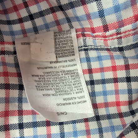 Chemise Nautica S carreaux bleu blanc rouge manches courtes logo rouge
